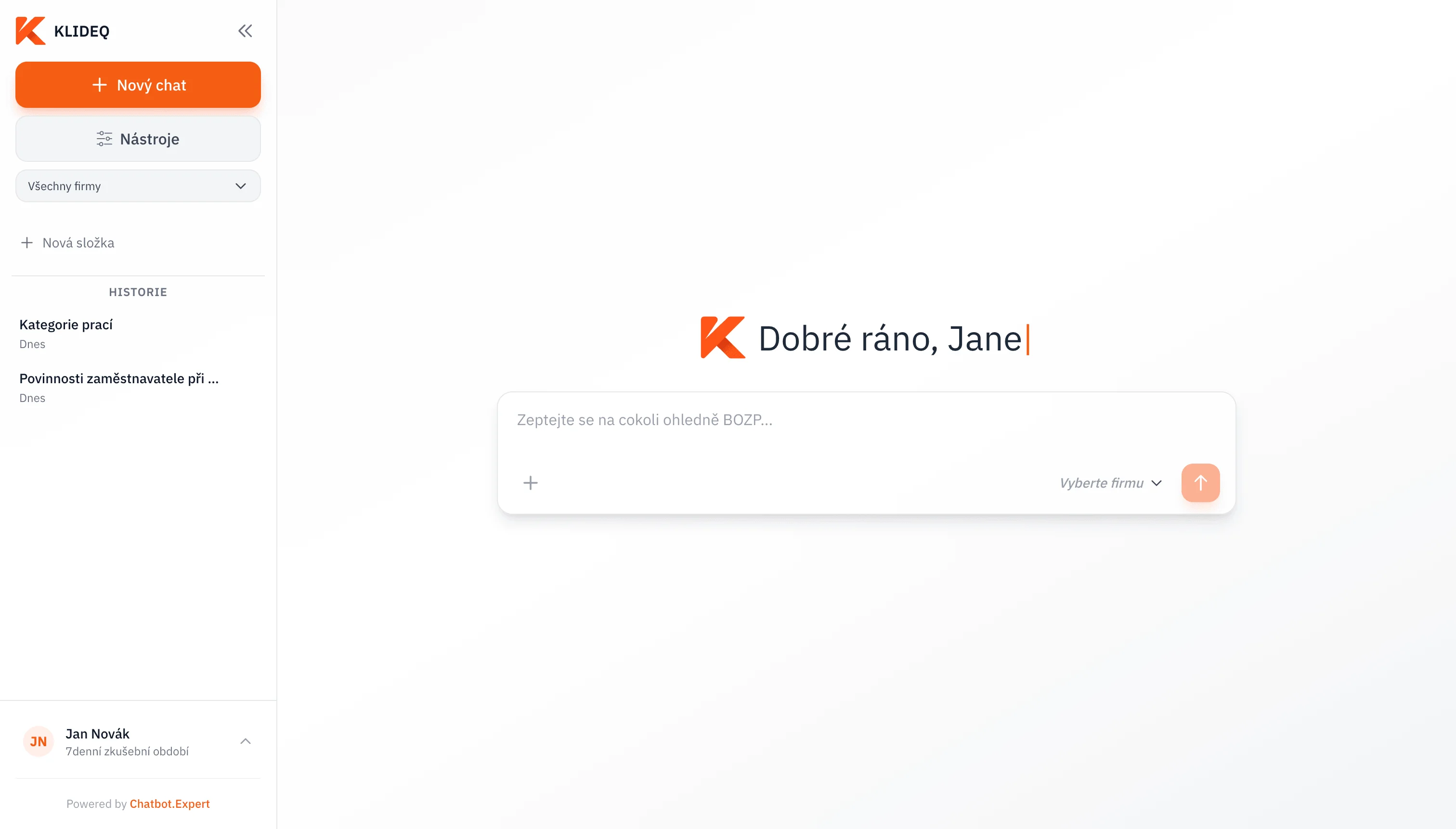 KlideQ ve světlém režimu